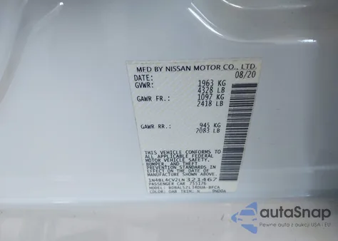 2020 Nissan Altima Sr Fwd from USA, damaged, VIN 1N4BL4CV2LN321467